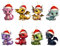 Weihnachten Drache Baby Weihnachtsanhänger Dinosaurier 2D Acryl Weihnachten Charm Weihnachten Anhänger Deko Cartoon niedlich Weihnachtsmütze Geschenk (4-Green-8pcs, One Size)