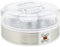 HOMCOM Yogurtera 20W Capacidad 1,26L Máquina de Yogur con 7 Tarros de Cristal de 180 ml Termostato Ajustable Temporizador de 1-48 Horas y Pantalla LED 24x24x13 cm Blanco