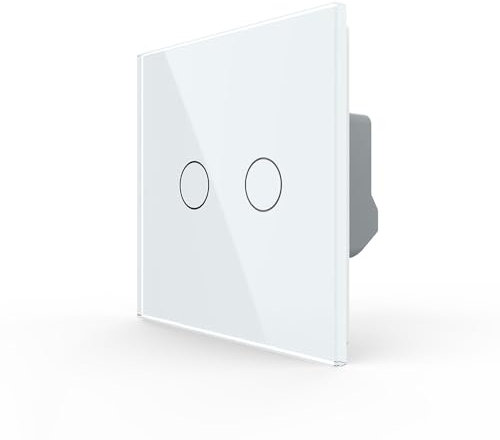 LIVOLO Interrupteur d'éclairage tactile,pas de neutre,2 groupes,1 voie (Blanc)