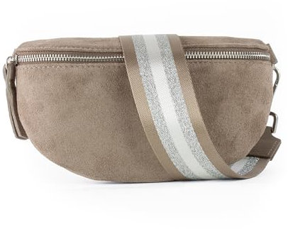 lePelou Bauchtasche aus Veloursleder, Wildleder Bauchtasche, Festival Tasche, Cross Body Tasche, Gürteltasche, Geschenk (Taupe 5, M)