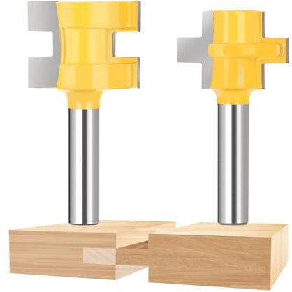 BALUGAEA 2 Stk. Zungen-Nut-Fräser Set, 8mm Schaft Nut und Federfräser, Oberfräse Fräser Set für DIY CNC Graviermaschine Trimmmaschine Holzbearbeitung Nutfräser