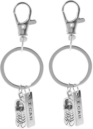 Theaque 2 x Sportschuh-Schlüsselanhänger, Taschenanhänger, Schlüsselanhänger, Laufschuhe, Schlüsselanhänger, Souvenir, silber, 6.00X3.00X1.30CM
