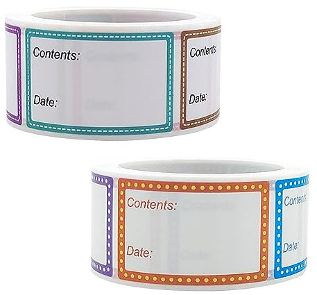2 rouleaux de 1000 étiquettes autocollantes pour la congélation des aliments, étiquettes autocollantes universelles pour la cuisine, amovibles et faciles à nettoyer, étiquettes pour pots d'épices, boî