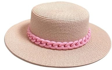 YDEWLY Cappello di paglia, cappello da sole, cappello di paglia, cappello di paglia da donna, cappello di paglia estivo da donna, alla moda, da, rosa chiaro, M