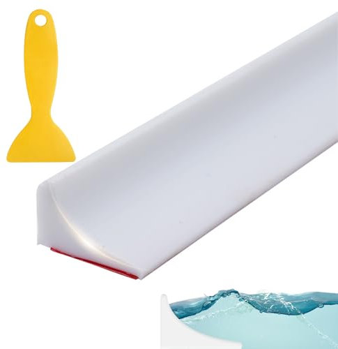 78Inch/2M Silicone Shower Threshold Water Barrier, Self Adhesive Wet Room Floor Barrier for Dry and Wet, Shower Water Barrier Bath Edging Strip for Bathtub Countertop Kitchen
