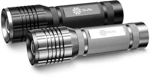 LED Taschenlampe Batteriebetrieben 2 Stücke, 2000 Lumen Taschenlampe LED Extrem Hell mit 5 Modi, IP65 Wasserdicht Taschenlampe Kinder für Camping, Wandern, Outdoor, Notfall