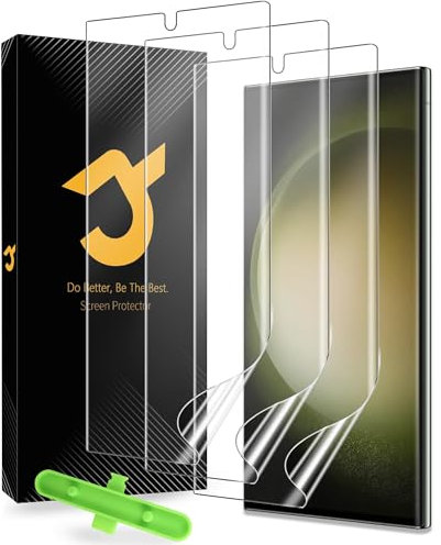 3 Stück Schutzfolie für Samsung Galaxy S23 Ultra folie [Nicht-Glas], 100% Fingerabdrucksensor Kompatible, Selbstheilung in 10 Sekunden, 3D-Vollabdeckung