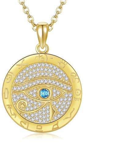 ONEFINITY Auge des Horus Halskette S925 Sterling Silber Auge des Horus Anhänger Halskette Heidentum Schutz Halskette Ägyptischer Schmuck für Frauen