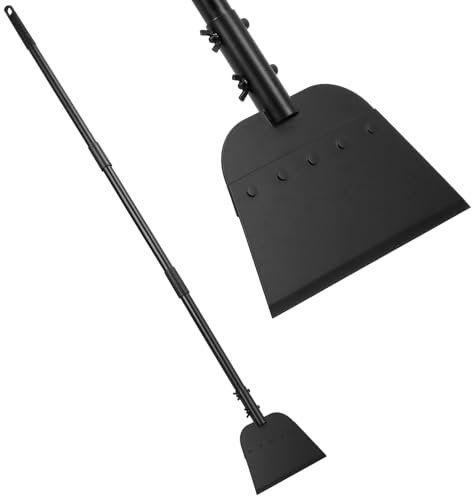 QWORK® Pelle de Nettoyage de Jardin, Pelle de Nettoyage multifonctionnelle, Pelle à Neige, Acier, pour désherber, délimiter et enlever la Glace en Hiver, avec poignée réglable