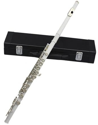 Professionelle Querflöte Weiße Flöte 16 Geschlossene Offene Löcher C-Tonart-Flöte Mit Etui Stoffzubehör Für Anfänger