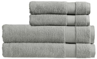 Christy Refresh Bath Towel Set | Set of 4 | 2 Bath Sheets 2 Hand Towels | Quick Dry | Gentle Pastel Tones | Soft Absorbent Bathroom Towels | 100% Cotton 550GSM | Dove Grey