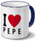 printplanet Tasse mit Namen Pepe - Motiv I Love Pepe - Namenstasse, Kaffeebecher, Mug, Becher, Kaffeetasse - Farbe Blau