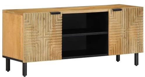 vidaXL - Brown Mango Wood TV Stand/Table 105x33x46 cm with Storage for Living Room or Bedroom