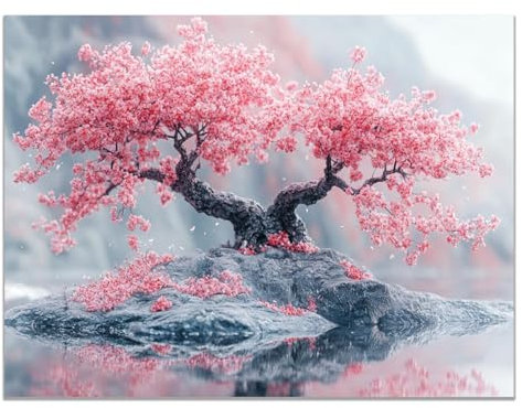 BOHUO Tableau Decoration Murale Salon Moderne Grand, Arbre minimaliste Tableaux Arbre De Vie,Impression Sur Toile,Decoration Murale Chambre Cuisine - 30x45cm Sans cadre(Rose)