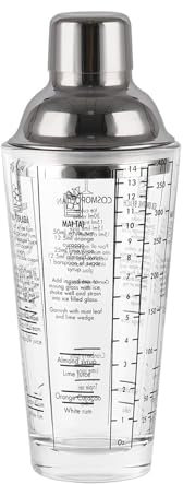 Shaker à cocktail en acier inoxydable et verre 400 ml + mixeur avec passoire