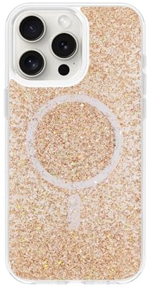 QOVOC for iPhone 13 Pro Case, Clear Glitter Compatible with MagSafe, Magnetic Phone Case for iPhone 13 Pro, Girly Protective Cover, Gold Glitter [Phoenix]