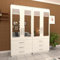 Assembled 4 Door Mirrored Wardrobe, 156cm, 6 Drawers, Shelves and Rails, White