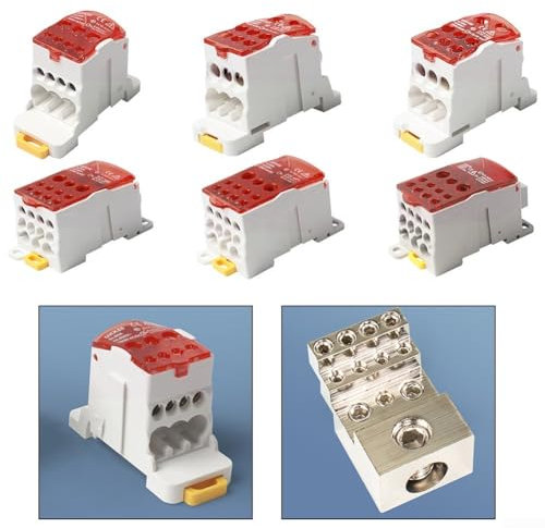 Scatola di giunzione per morsettiera DIN 80A-500A Connettore di distribuzione dell'alimentazione Scatola splitter unipolare rossa (125A)