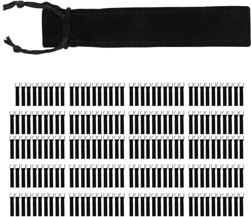 Diheohg 200 Stück Schwarzer Samt Stift Beutel Hülsen Halter Einzelner Stift Beutel Tasche Bleistift Beutel