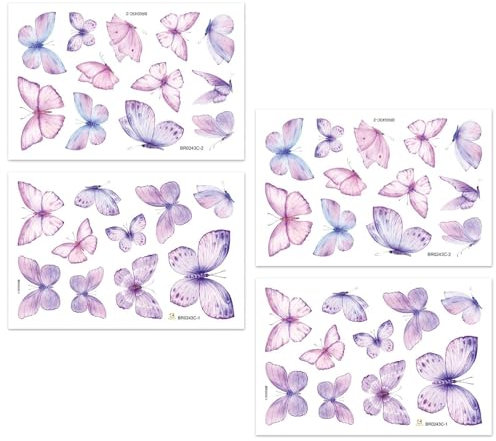 4 Blatt Lila Schmetterlings-Wandaufkleber, Selbstklebende Wandaufkleber, Elee Schmetterlings-Wandaufkleber, Heimdekorationsaufkleber, Kinderzimmerdekoration