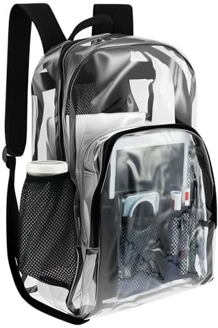 Guniata Durchsichtiger Rucksack,Klarer Rucksack,Transparenter Rucksack mit verstellbarem Riemen,Rucksack Durchsichtig mit Mehreren Taschen für Stadionveranstaltungen,Reisen,College(transparent)