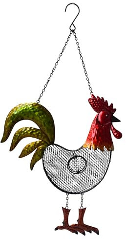 Limygus Metal Bird Feeders for Outdoor, Finch Feeders for Outside, Birdfeeders Outside Hanging,Unique Bird Feeders,Rooster Shaped