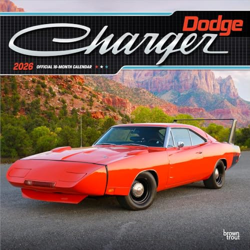 Dodge Charger Offizieller Monatskalender, quadratischer Wandkalender 2026, 30,5 x 61 cm, foliengeprägter Einband, plastikfrei, BrownTrout