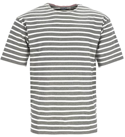 modAS Herren T-Shirt Bretonisches Streifenshirt - Ringelshirt Streifenshirt Kurzarm mit Streifen aus Baumwolle in Blau/Weiß Größe 48
