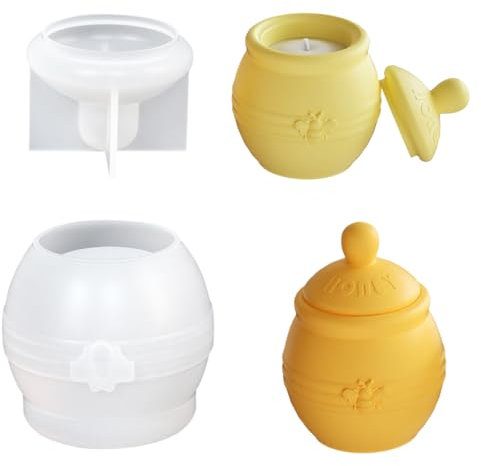 DeryArcle Honey Jar Resin Mould, Candles Storage Pot Epoxy Resin Moulds, Silicone Moulds for Aromatherapy, Honey Pot uv Casting Mould Home Decoration, Crafts