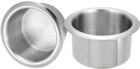 QUARKZMAN 2 Stück 201 Edelstahl Becherhalter, 2,17 x 4,2 Silber | Heller Pokertisch Becherhalter Einsatz für Sofa Boot Auto MarineGetränkedosenhalter