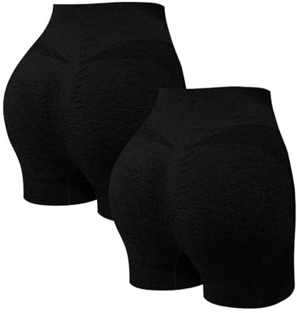 Generisch Day Prime Damen Sport Shorts Booty Scrunch High Wasit Baumwolle Boxershorts Radlerhose mit Taschen Stretch Push Up Yoga Butt Lifting Gym Short Sporthose Leggings