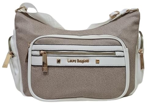Laura Biagiotti Borsa a Tracolla da Donna, Ecopelle Stampa Tapiro, 31x20x12 cm, Due Tasche Frontali con Zip, Collezione Rosemin