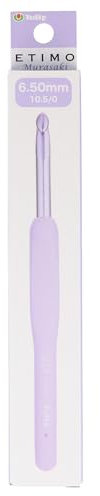 Tulip Etimo Murasaki Häkelnadel - Ergonomische Häkelnadel aus Aluminium mit Soft-Griff, Leicht und Mit Glatter Spitze für Alle Garnarten, Violetter Griff, 6.50mm - 1 Stück