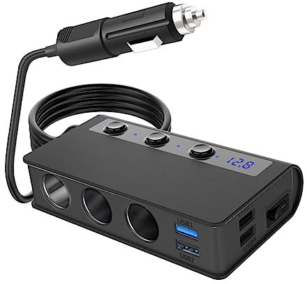 DIYEAH 180W Adaptateur Allume avec Ports Allume Et Ports USB Chargeur De Intelligente avec Alimentation Et Indicateur LED pour Véhicules