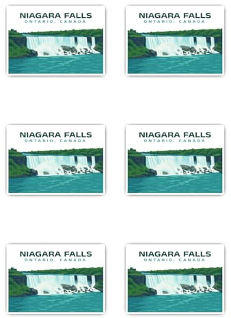 Aufkleber: 50 mm, 6 Stück - Niagara Falls Ontario Canada Aufkleber Vinyl Souvenir Reise Rechteck 50 mm 5 cm 6er Set