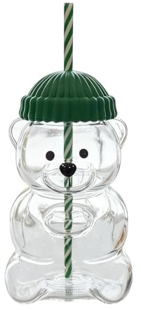Generisch Bären-Trinkbecher mit Strohhalm (20 Oz), Niedlicher Becher, Individuell Gestaltbarer Winterbecher für Zuhause mit Sicherem Deckel und Tragegriff