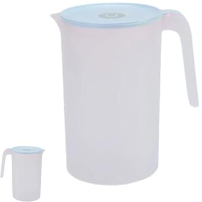 Wasserkrug Kunststoff 2.5L, Eisteekrug, Kunststoffkrug, Plastikkrug Wasserkrüge Mit Deckel Und Griff, Wasserkrug Mit Griff Für Tee, Säfte, Milch, Kalte Oder Heiße Getränke (Dunkelblau) (Hellblau)