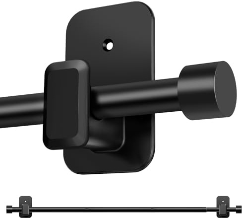 DEFYNEE Gardinenstange ohne Bohren 81-142cm, Ø 16mm Teleskopstange Vorhang | Schwarz Metall Vorhangstange ohne Bohren mit Halterungen für leichte Gardinen, Wandmontage, für Fenster, Türen, und Wohnungen