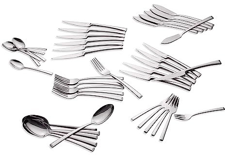 ECHTWERK Tafelbesteck Avelino, Silber Edition, 42-teilig, Essbesteck für bis zu 6 Personen, Edelstahl 18/10, hochglänzend, Hochwertiges Besteck Set, für festliche Tafeln, inkl. Aufbewahrungs-Kassette