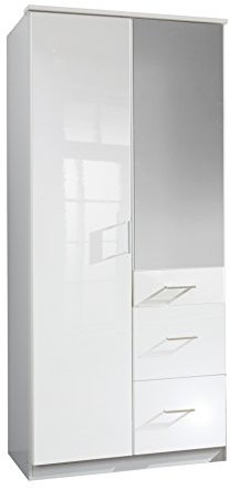 Wimex Kleiderschrank/ Drehtürenschrank Clack, (B/H/T) 90 x 198 x 58 cm, Weiß/ Absetzung Weiß
