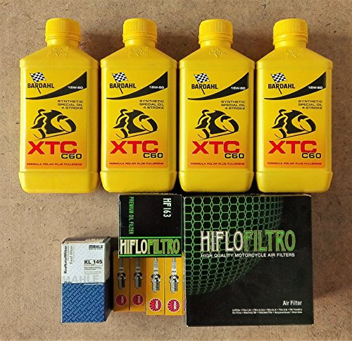 Inspektionskit 4 Liter Bardahl XTC C60 15 W50 1 Ölfilter Hiflo HF163 1 Luftfilter hiflo HFA7910 2 Kerzen NGK DCPR8EKC 2 Kerzen NGK BKR7EKC 1 Kraftstofffilter MAHLE KL145 Für BMW R 1150 RT