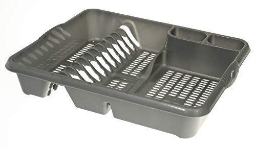 High Grade Extra Large Plastic Dish Drainer Plate and Cutlery Rack in Silver by Wham