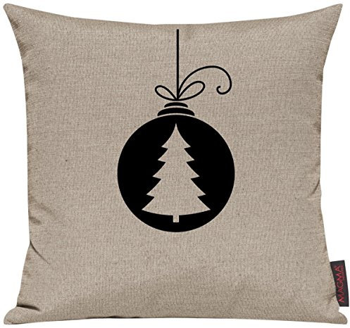 Shirtinstyle Sofakissen, Kissenbezug, Kissenhülle, Motiv Weihnachtskugel Weihnachtsbaum Tannenbaum, Größe 40 x 40cm, Farbe Taupe