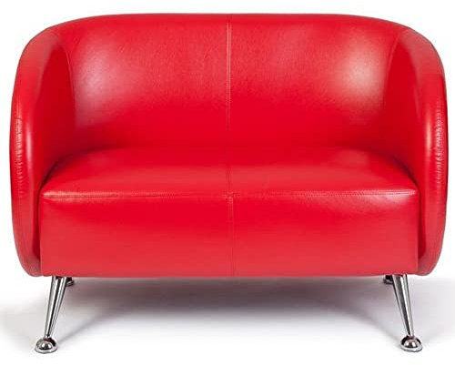 hjh OFFICE Lounge Sofa ST. Lucia Kunstleder 2-Sitzer Sofa mit weicher Polsterung, besonders bequem, 713402, Rot
