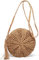 Stroh Crossbody Tasche Frauen Weben Umhängetasche Runde Sommer Strand Geldbörse und Handtaschen (Braun)