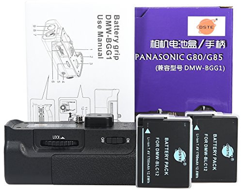 DSTE Multi-Power Vertical Battery Grip Holder DMW-BGG1 Compatible with Panasonic Lumix G80/G85 Digital Camera + 2x DMW-BLC12