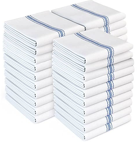 Zeppoli Kitchen Towel Set - 30 Pack White Cotton Dish Towels - Soft and Absorbent