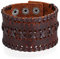 Flongo Herrenarmband Männer Armband Lederarmband, groß breit Leder Armband Armreif Geflochten Braun für Männer Herren-Accessoires Punk Rock Biker Größen verstellbar