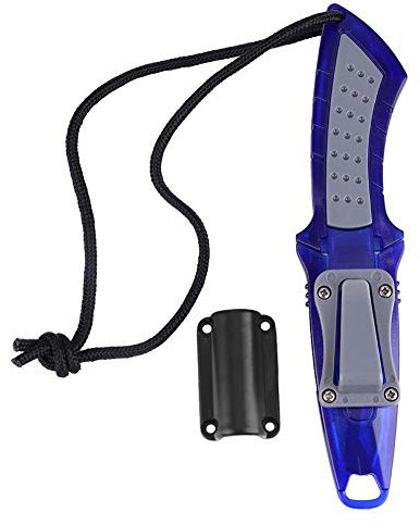 Cuchillo de Buceo de Acero Inoxidable Cuchillo de Buceo Profesional Cuchillo de Buceo Profesional Accesorios para buceadores con Mango ergonómico cómodo de agarrar(Cabeza Puntiaguda Azul)
