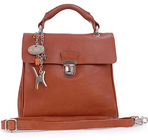 Catwalk Collection Handbags - Damen Leder Umhängetasche - Crossbody Bag/Handtasche Mittelgroß - Verstellbarer Abnehmbarer Gurt - Pandora - Hellbruan